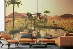 Wallpaper landscape oasis in the desert