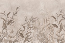 Carta da Parati foglie stilizzate su superficie cemento