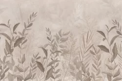 Wallpaper with stylized leaves on concrete surface