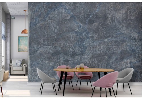 Modern industrial blue concrete wallpaper