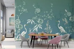 Tropical plants and animals wallpaper illustration