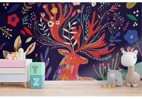 Animal deer illustration children's wallpaper 2