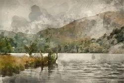 Carta da Parati Design e Stili Paesaggi e Natura Fiumi Cascate Laghi Montagna Vintage