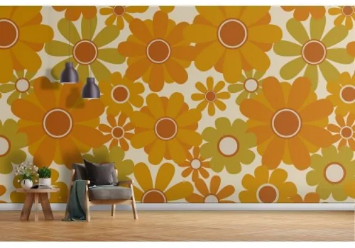 Wallpaper stylized flowers orange nature.