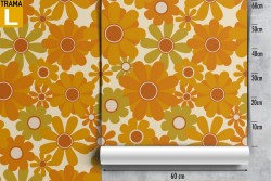 Carta da Parati fiori stilizzati arancione natura