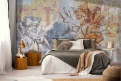 Vintage Plaster Flowers Wallpaper