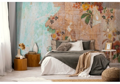 Cement Flowers Plaster Wallpaper