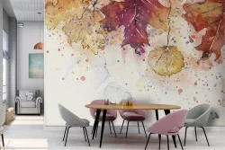 Carta da Parati foglie autunno natura illustrazione moderna