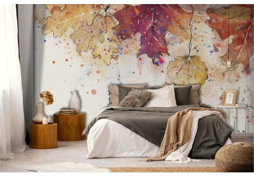 Autumn leaves nature modern illustration wallpaper 2