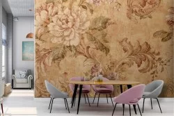 Carta da Parati fiori vintage superficie cemento