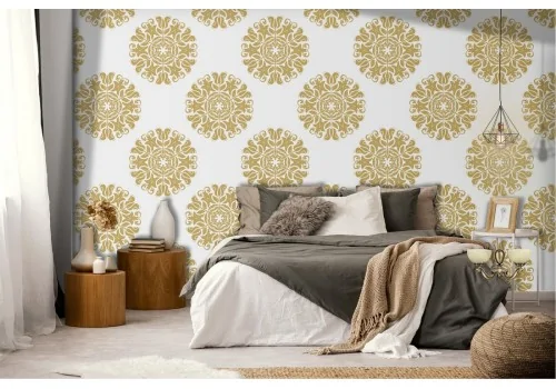 Vintage gold geometric wallpaper decoration.
