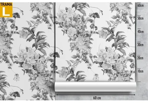 Grey floral nature vintage pattern wallpaper. 2