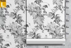 Carta da Parati fiori grigio natura vintage pattern.