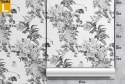 Grey floral nature vintage pattern wallpaper.
