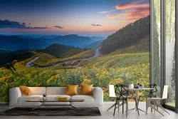 Carta da Parati paesaggio colline con fiori