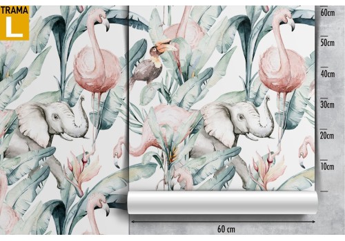 Wallpaper with tropical leaves and animals nature pattern. 2