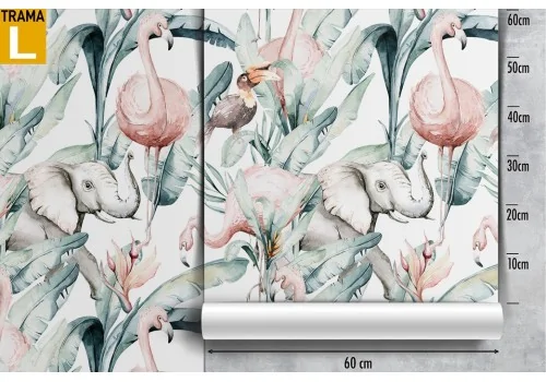 Wallpaper with tropical leaves and animals nature pattern. 2