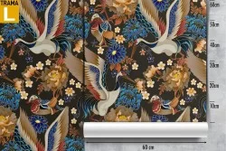 Vintage nature wallpaper with birds and flowers.