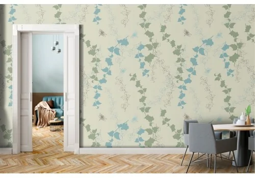Wallpaper with stylized leaves nature vintage design.