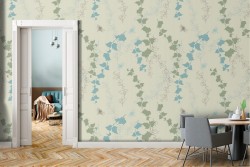 Carta da Parati foglie stilizzate natura design vintage.