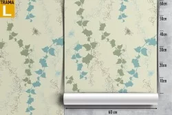 Carta da Parati foglie stilizzate natura design vintage.