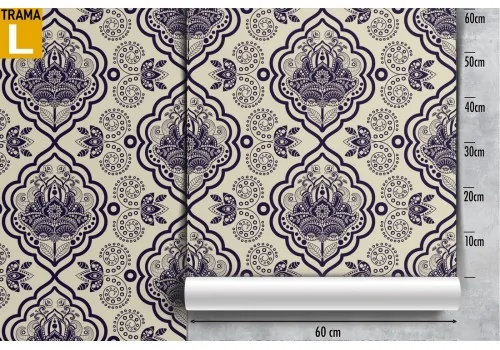 Vintage damask wallpaper with flowers and geometries. 2