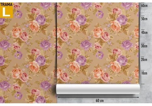 Vintage nature wallpaper with pink and purple flowers. 2