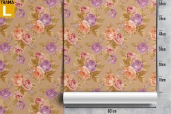 Carta da Parati fiori rosa e viola natura vintage.