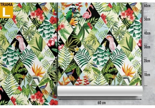 Carta da Parati moderna foglie tropicali e geometrie. 2