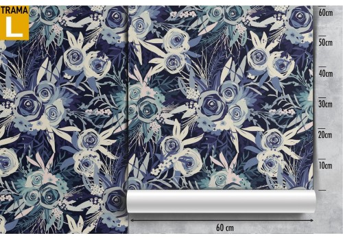 Vintage stylized blue flowers wallpaper nature pattern. 2