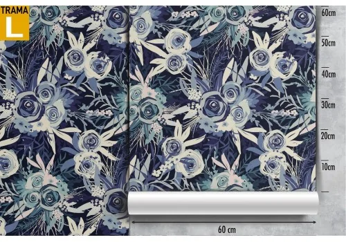 Vintage stylized blue flowers wallpaper nature pattern. 2