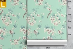 Refined vintage nature wallpaper with white flowers.