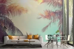 Carta da Parati cielo con palme tropicali paesaggio