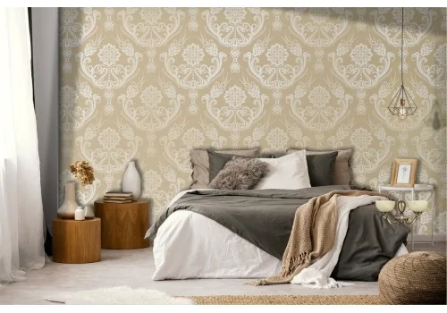Vintage damask wallpaper gold pattern.