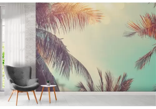 Carta da Parati cielo con palme tropicali paesaggio 2