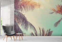 Carta da Parati cielo con palme tropicali paesaggio