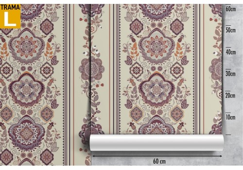 Damask and stripes wallpaper, vintage decoration. 2