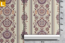 Damask and stripes wallpaper, vintage decoration.