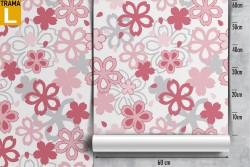 Carta da Parati fiori rosa stilizzati design moderno.