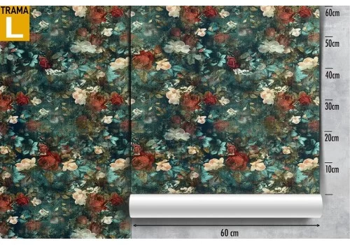 Carta da Parati rose rosse e bianche natura vintage. 2