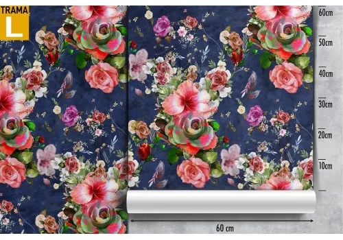 Carta da Parati fiori rossi natura pattern vintage. 2