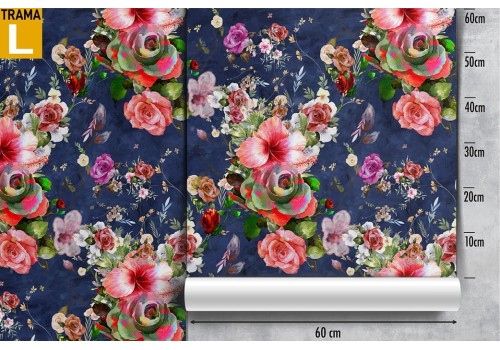 Red flowers nature vintage pattern wallpaper. 2