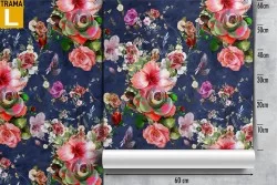 Red flowers nature vintage pattern wallpaper.