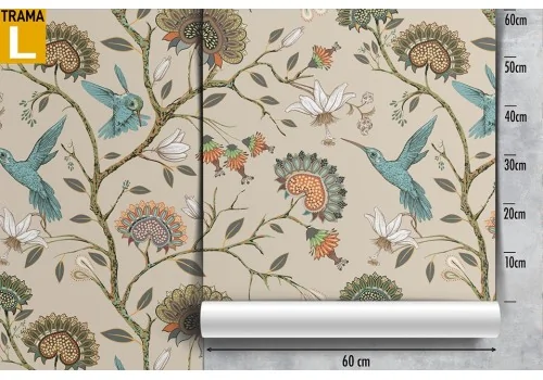 Vintage flower and bird pattern wallpaper. 2