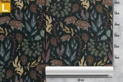 Carta da Parati foglie stilizzate vintage autunno pattern.