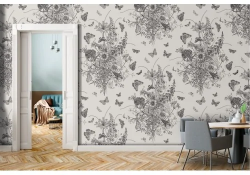 Wallpaper with stylized leaves vintage nature pattern.