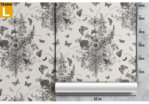 Carta da Parati foglie stilizzate pattern vintage natura. 2