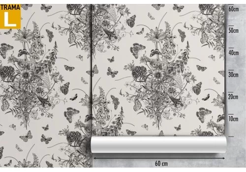 Carta da Parati foglie stilizzate pattern vintage natura. 2