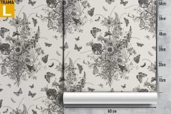 Carta da Parati foglie stilizzate pattern vintage natura.