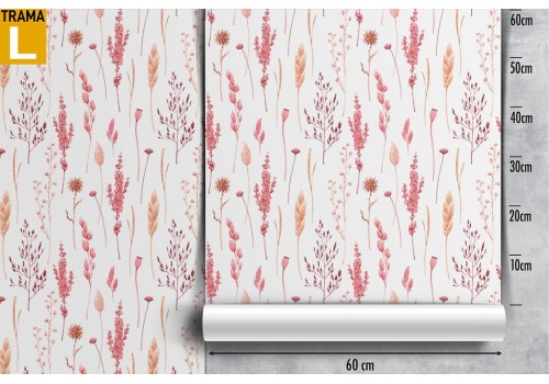 Wallpaper with stylized leaves, vintage nature pattern in pink. 2